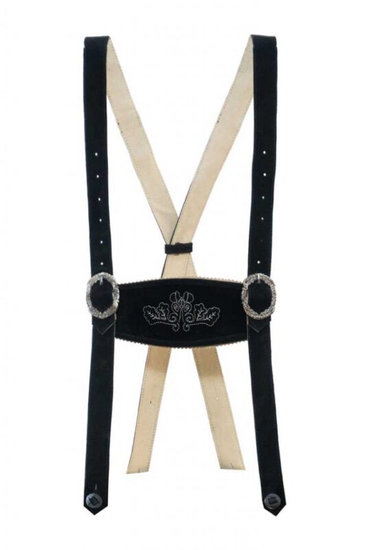 Black Charcoal Lederhosen Suspenders