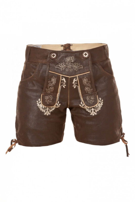 Brown Suede High-Waist Lederhosen