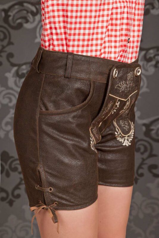 Brown Suede High-Waist Lederhosen