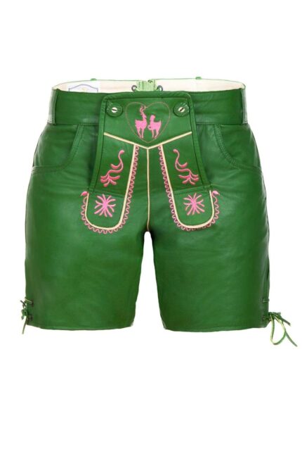 Deer Embroidery Green Women Lederhosen