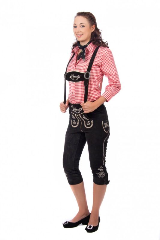 Elegant Black Kniebund Lederhosen