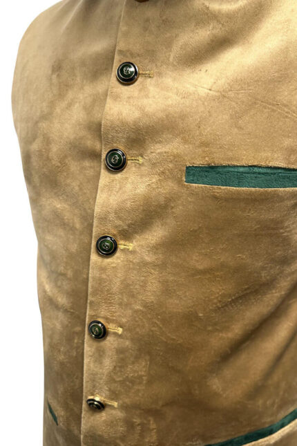 Golden Brown Leather Bavarian Waistcoat