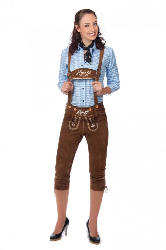 Ladies Brown Kniebund Lederhosen
