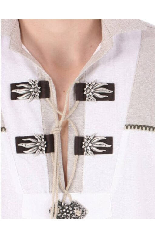 Men's Embroidered Trachten White Shirt