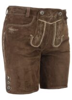 Women Authentic Bavarian Lederhosen Short Dark Brown