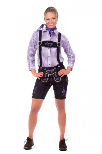 Women's Embroidered Sophie Black Lederhosen