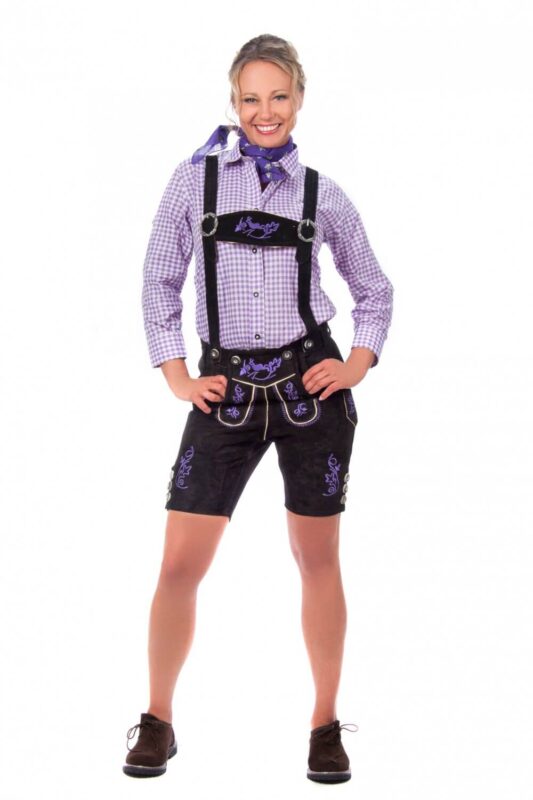 Women's Embroidered Sophie Black Lederhosen