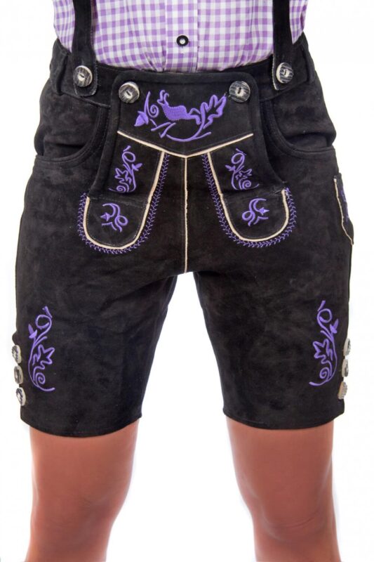 Women's Embroidered Sophie Black Lederhosen