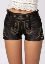 Women's Mona Black Leather Lederhosen