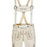 Men's White Leather Bavarian Lederhosen