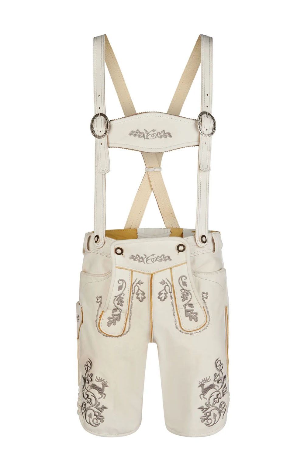 Men's White Leather Bavarian Lederhosen (1) Men's White Leather Bavarian Lederhosen